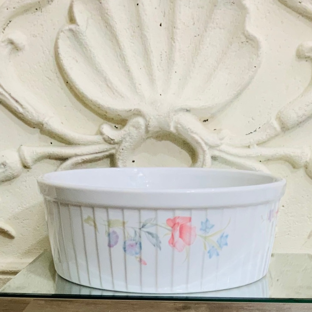 ANTIQUE LIMOGES-AMERICAN 8" Flowers Souffle Dish